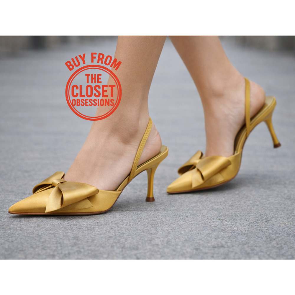 Zara Satin Slingback Heels Bow Pointed Toe Stiletto Wedding Party Sz 6.5 NWT - Picture 3 of 15